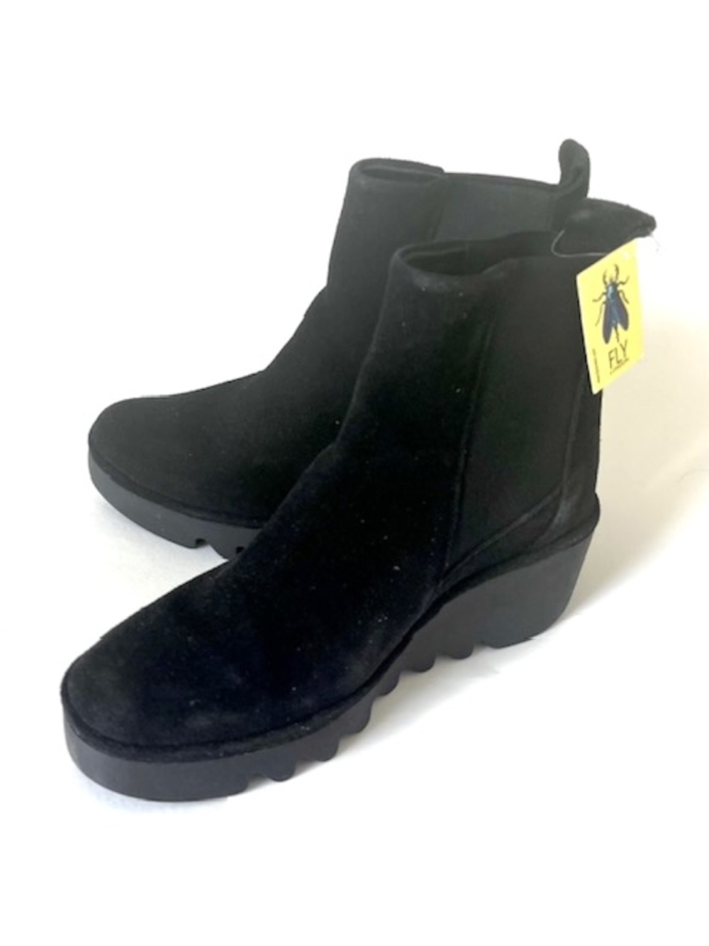 Fly London BAGU233FLY Suede Leather Women's Slip On Black Boots - new